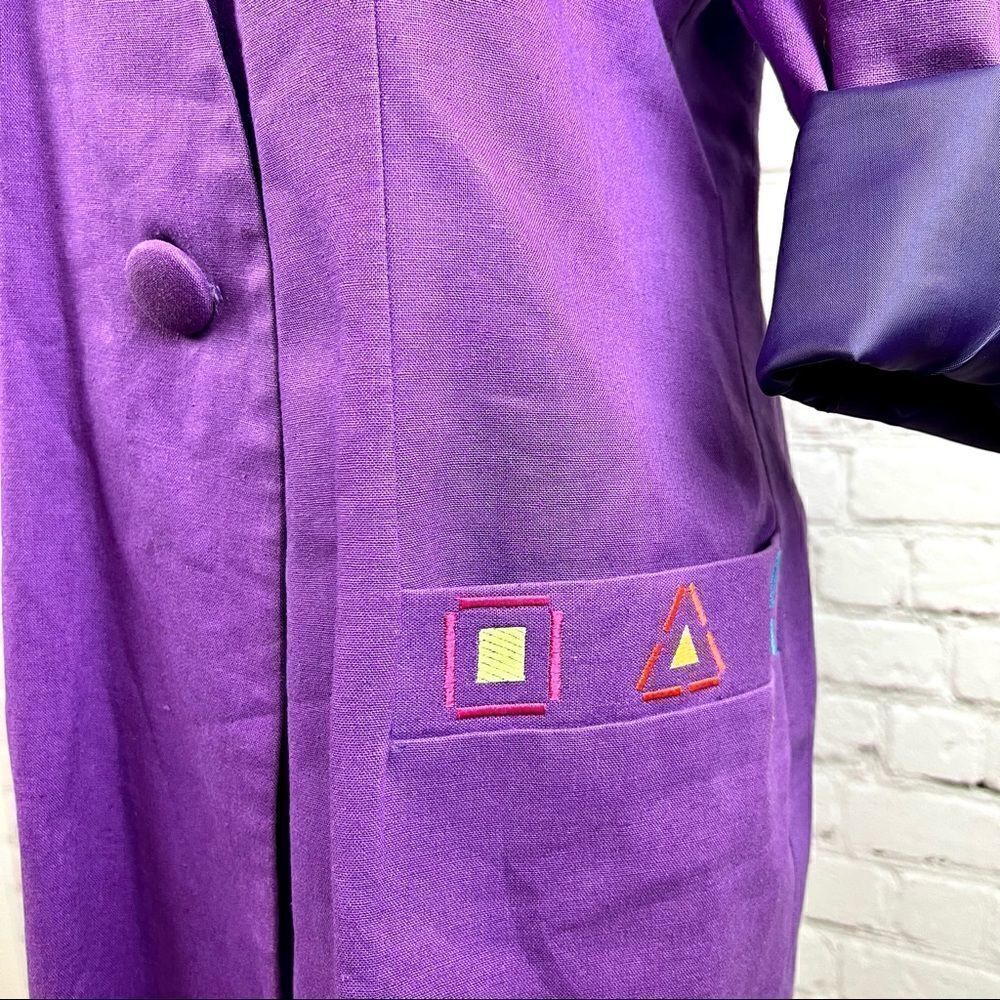 Vintage 90s Althuser Grape/Violet Geometric Shape Embroidered Funky Blazer M - Picture 7 of 13